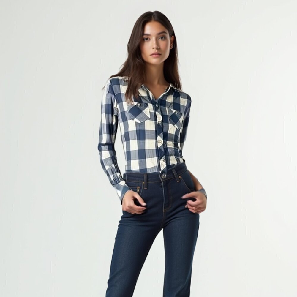 Maison Scotch Western Buffalo Check Flannel Shirt - Coastal Cowgirl S